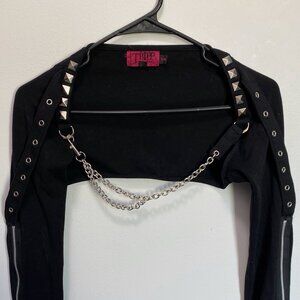 Daang Googdman Tripp NYC S/M Zipper and Chain Shrug, early 2010s mall goth top